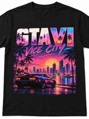 Grand Theft Auto 6 Shirt, GTA 6 Graphic Tee, GTA VI Vice City Style Gaming Tee